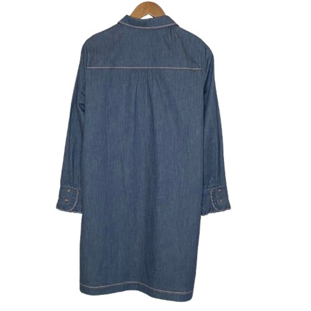 Lafayette 148 Womens Denim Shirt Dress Large Blue Western Quiet Luxury Preppy - Picture 8 of 10